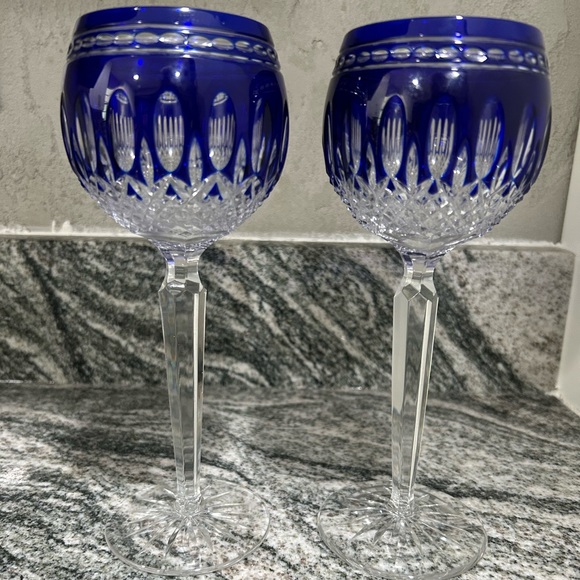 Waterford Clarendon, cobalt wine hock pair. Like new, never used! - Picture 1 of 4